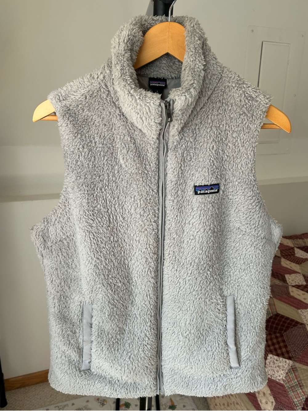 Patagonia Los Gatos Fleece Vest Gray Large Fall Soft Teddy